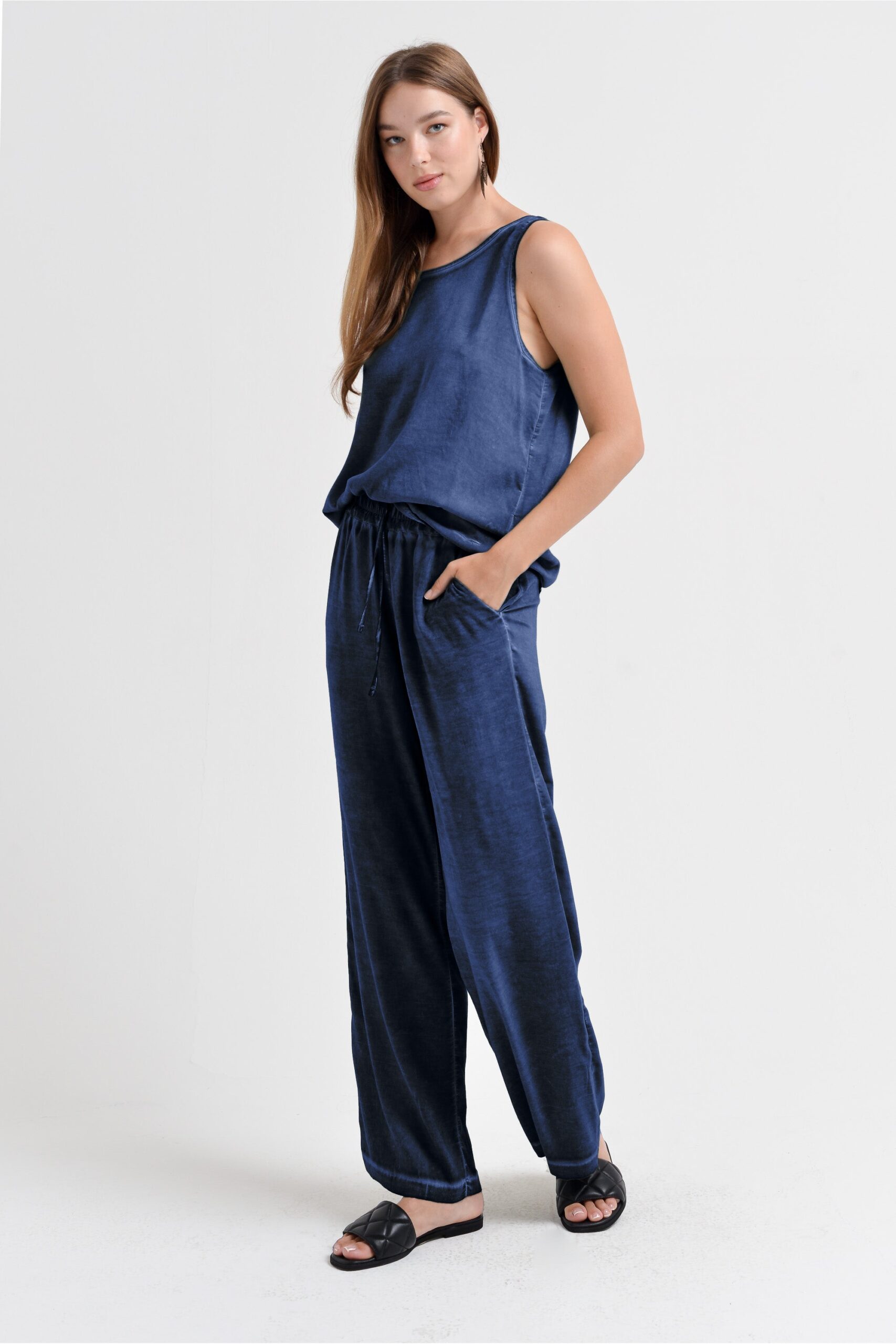 Arcovi Viskosehose „Nautico“ – Weite Billow Slacks in maritime Blau - Image 5