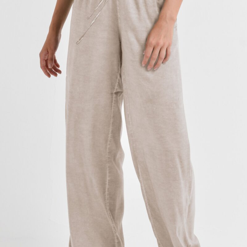 Arcovi Viskosehose „Canapa“ – Weite Billow Slacks in natürlichem Ton