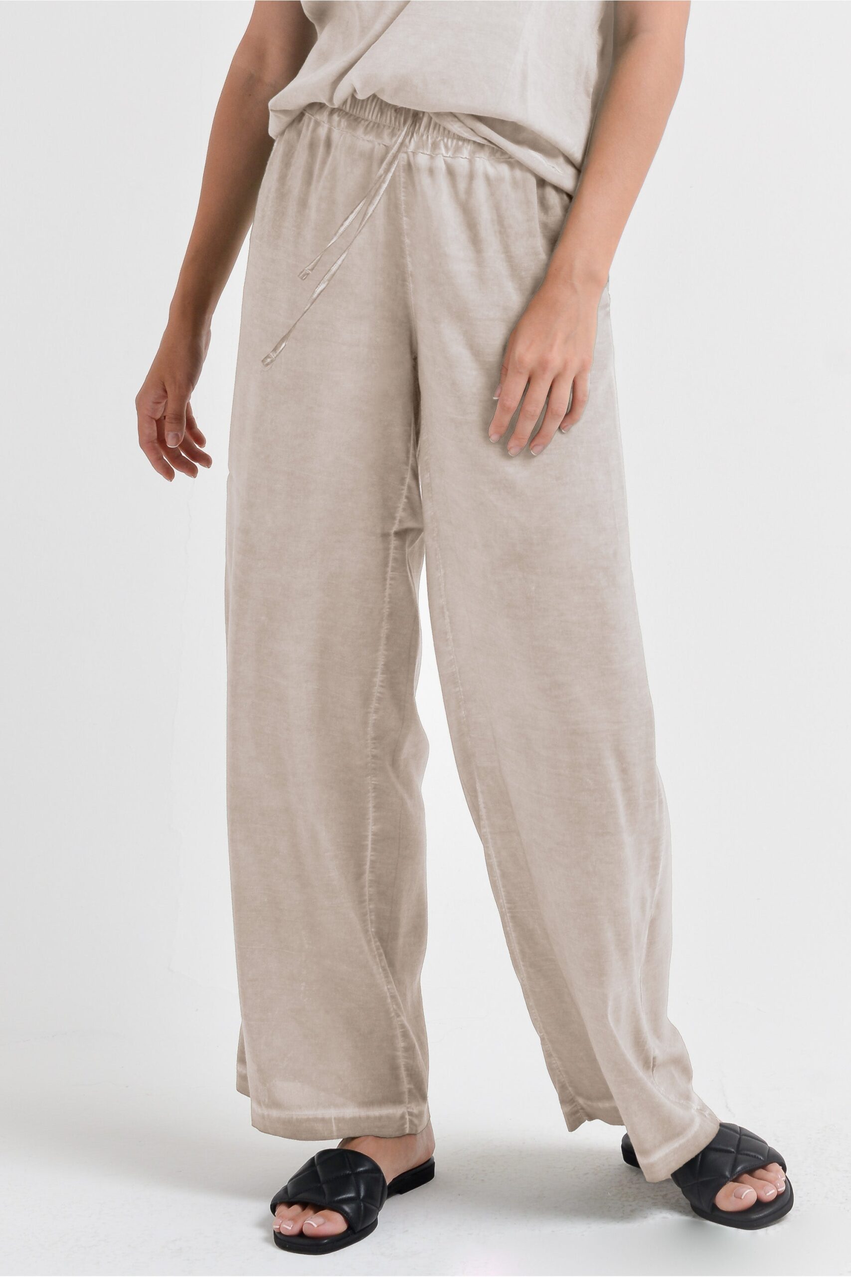 Arcovi Viskosehose „Canapa“ – Weite Billow Slacks in natürlichem Ton