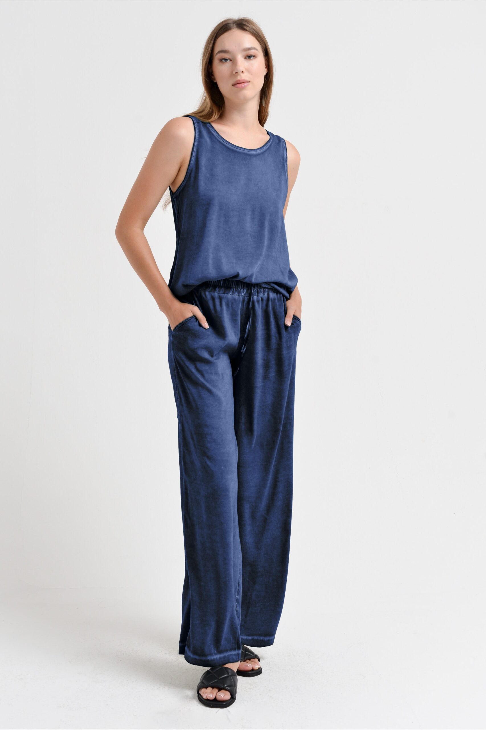 Arcovi Viskosehose „Nautico“ – Weite Billow Slacks in maritime Blau - Image 6