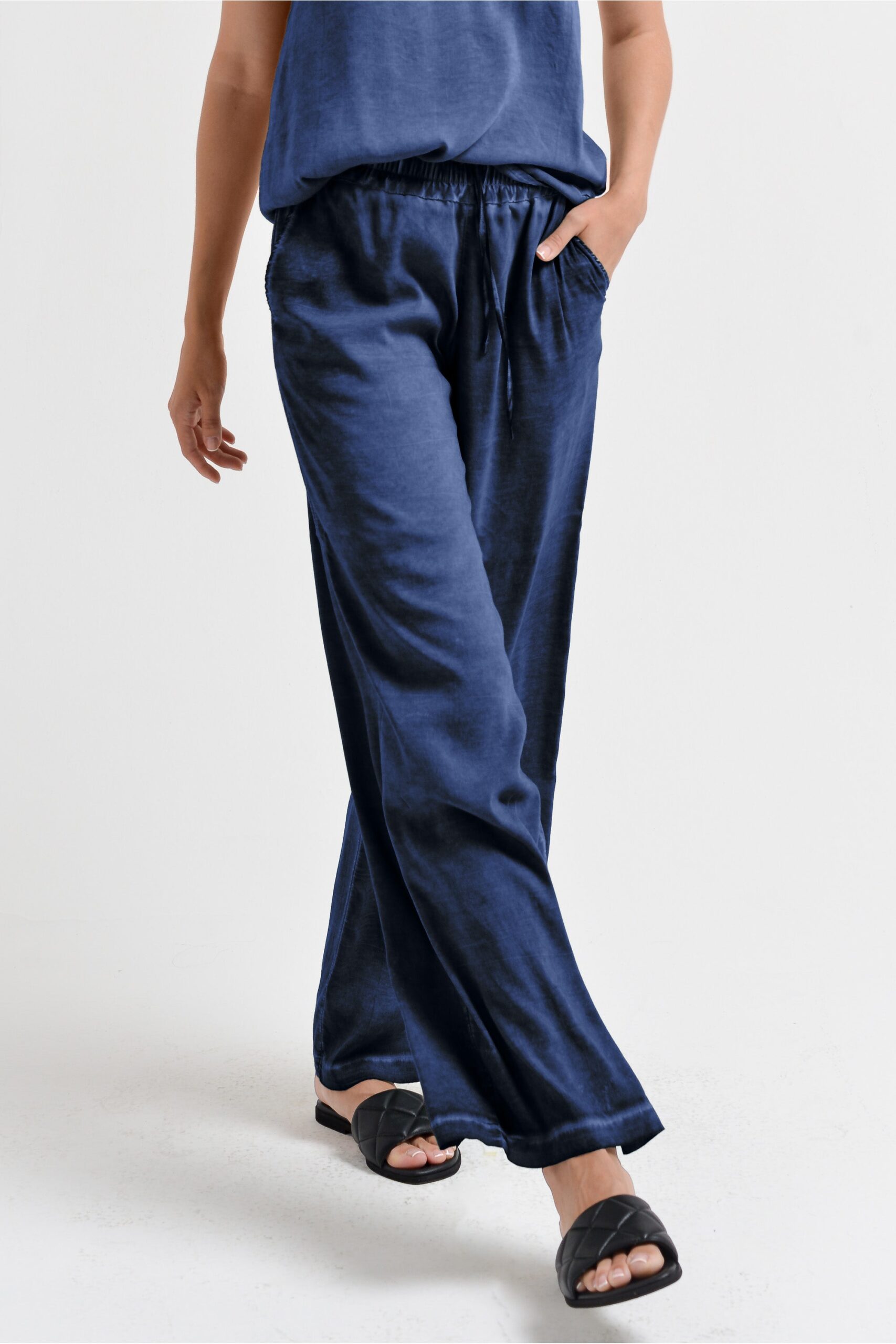 Arcovi Viskosehose „Nautico“ – Weite Billow Slacks in maritime Blau